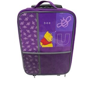 Y2K VTG Disney Winnie the Pooh Rolling Suitcase Purple Bee U Kids Luggage Bag